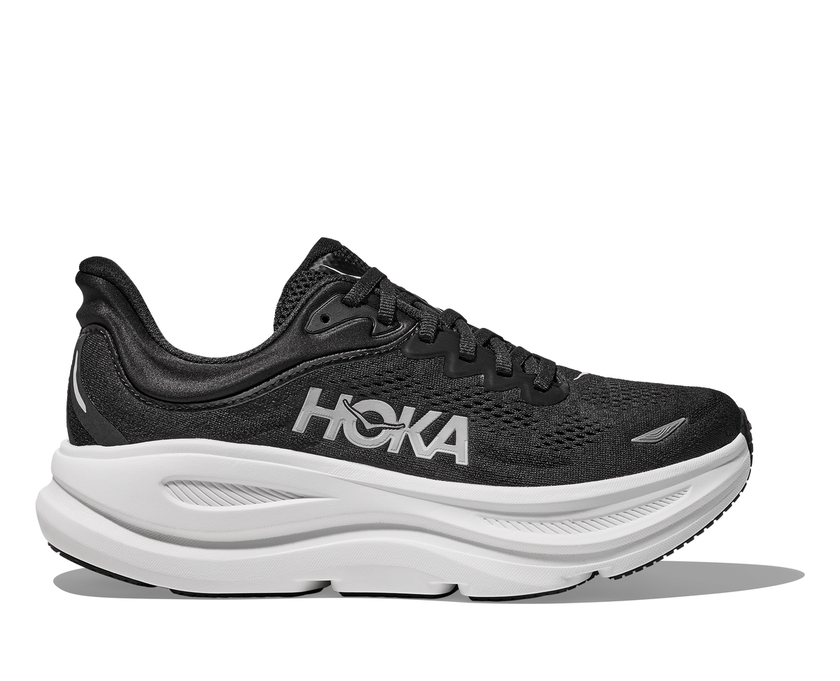 Hoka Bondi 9 Womens Running Shoes Black White