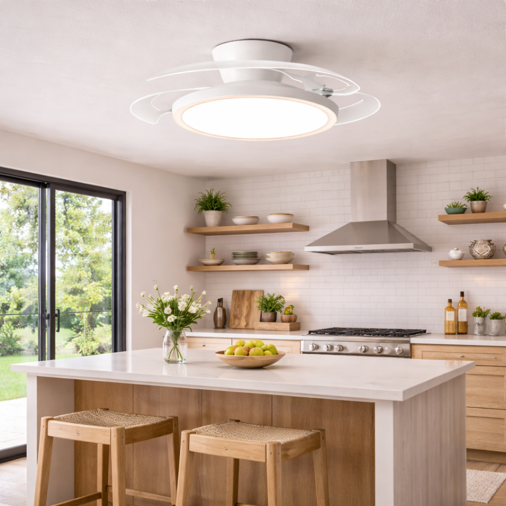 Invisible Ceiling Fan with LED Light | 52-Inch DC Motor | Remote Contr ...